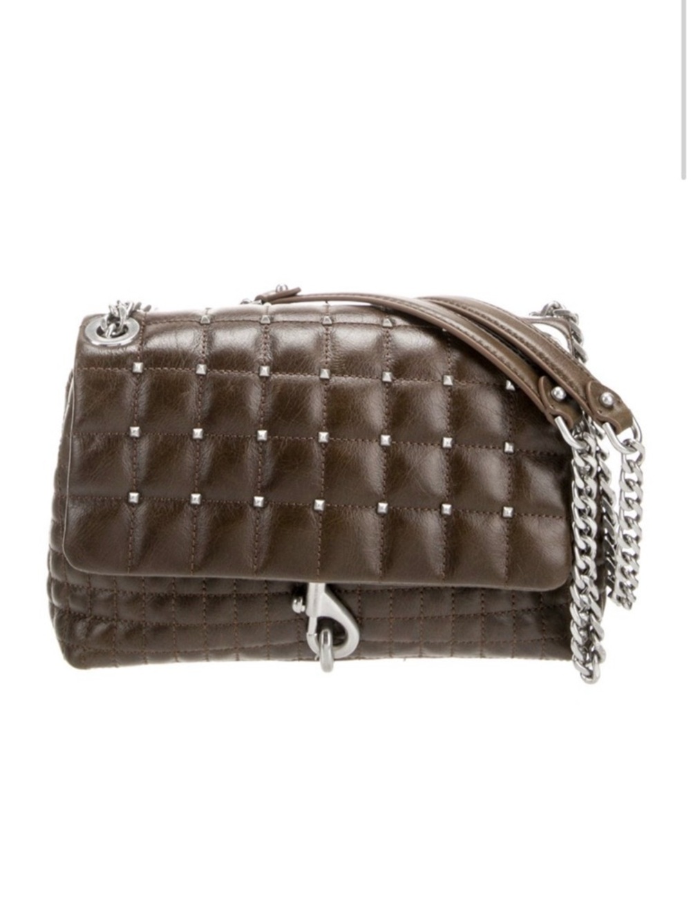 Rebecca Minkoff Quilted Studded Chain Shoulder Bag - Brown
